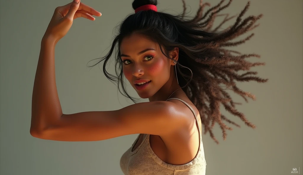 christie monteiro, tekken, capoeira, latina, 独奏, high resolution, breastsout, blushful, laughter, high resolution, precise, anatomically correcte, Awarded several times, best qualityer, HD Model, High details, ultra HD, Textured skin, blushful, clear green eyes, 3D rendering, OctaneRender 8K, cinematographic, fully body