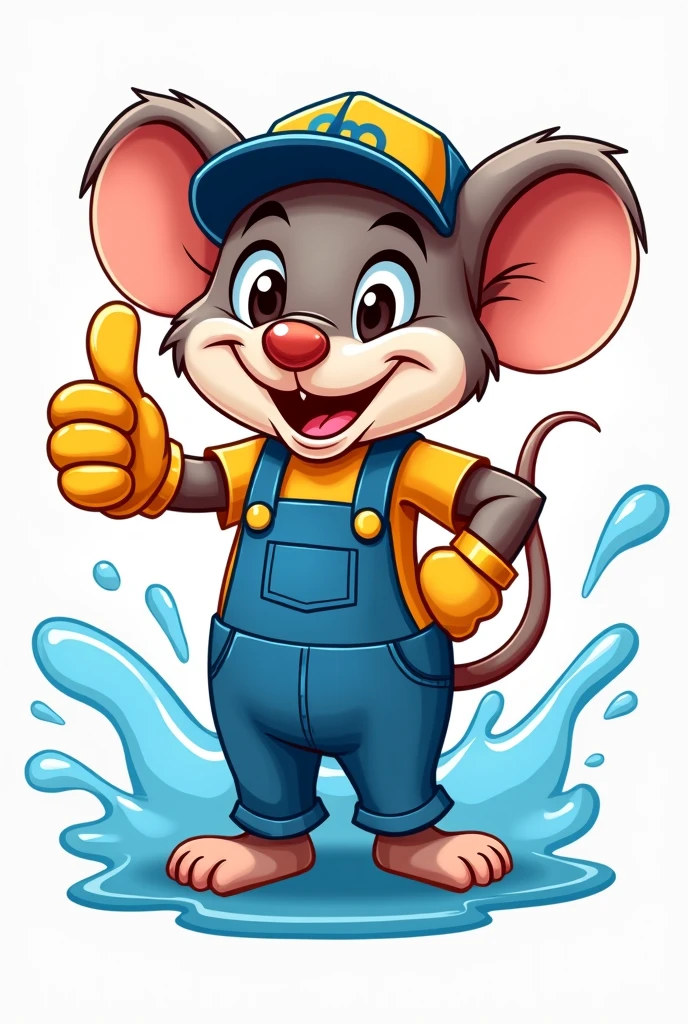 A car wash logo featuring an animated mouse wearing overalls and a cap and giving a thumbs-up sign