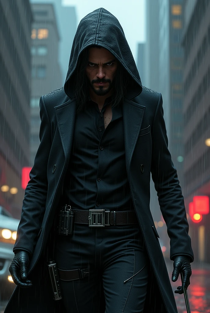 Create a character like John Wick but with Spider-Noir style