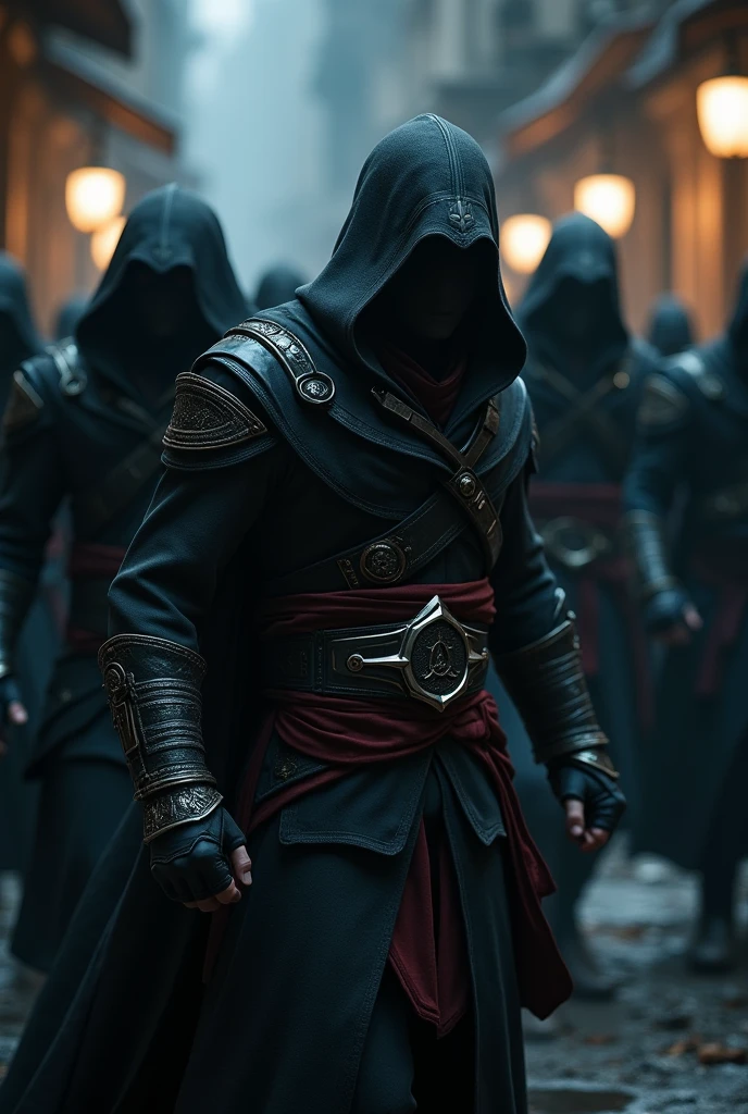 Assassin's creed with other assassins with less visibility to see the face