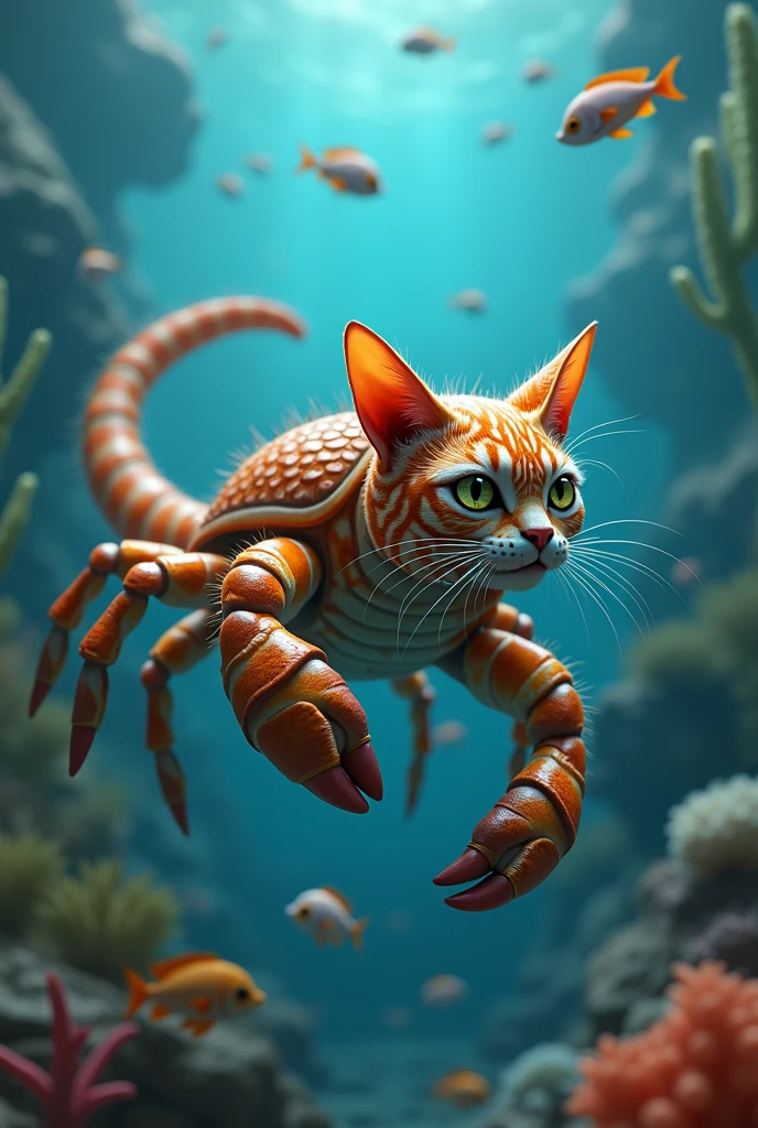 Crab with cat element Location is the sea