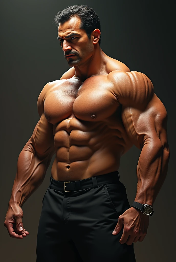 Make a picture of Asif zardari with body building