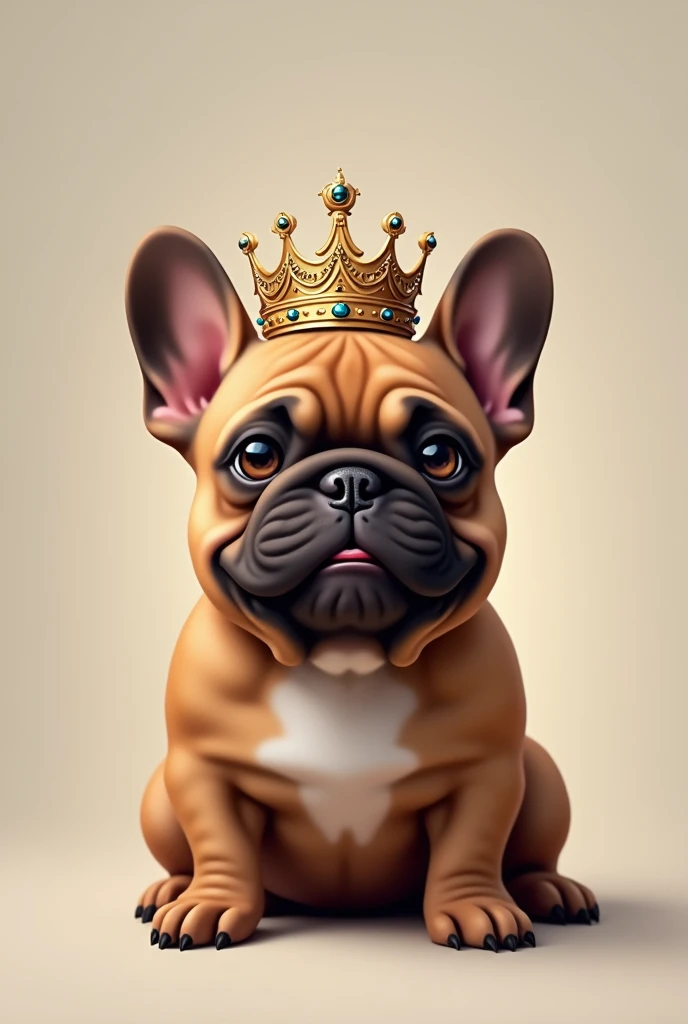 BROWN FRENCH BULLDOG WITH A CROWN ON HIS HEAD