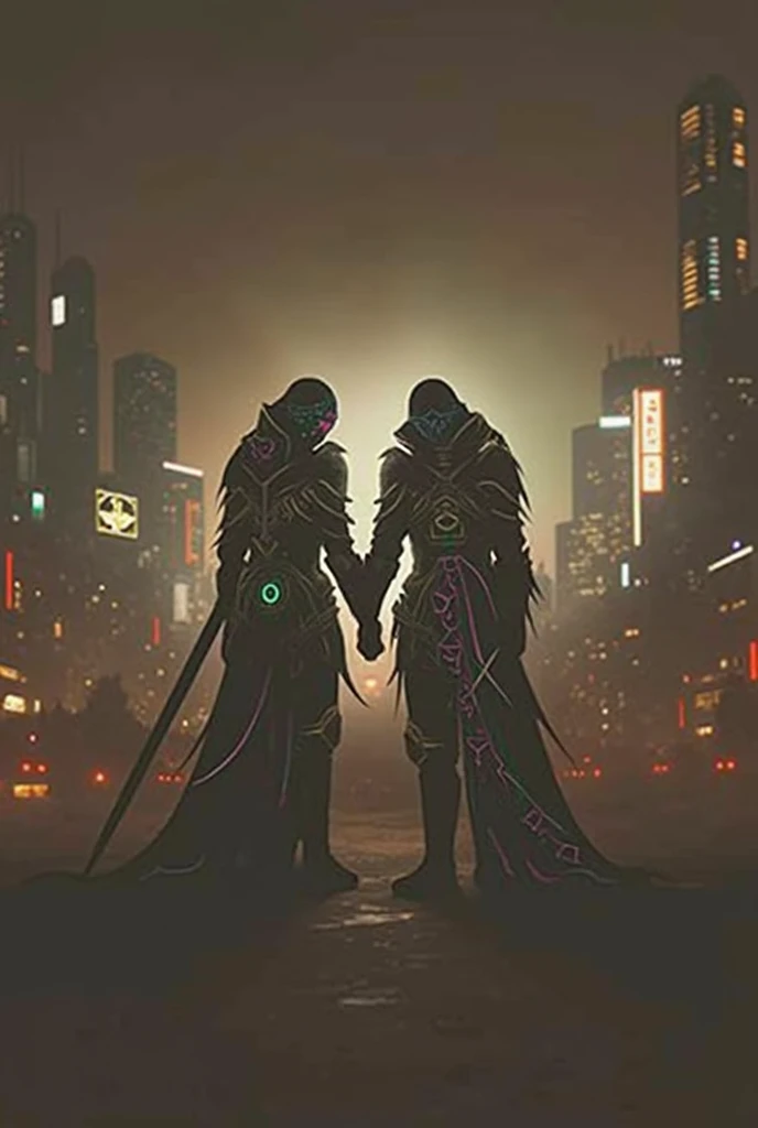 A dark and ominous cyberpunk scene, a group of Cthulhu-inspired Grim Knights, glowing neon lights, dystopian cityscape, highly detailed, dramatic lighting, cinematic composition, moody color palette, digital art