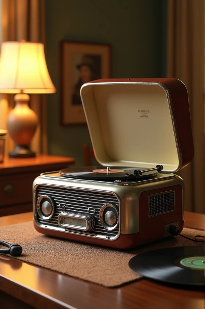 Old portable disk, 50&#39;s vintage playing music