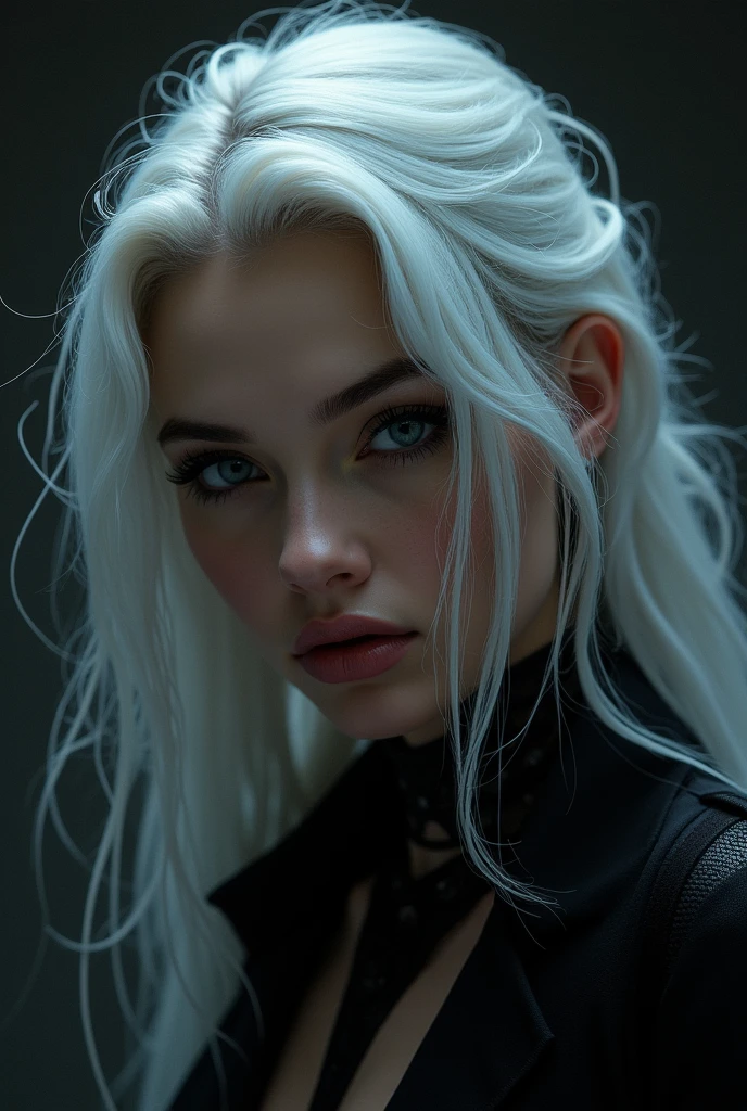 Sydney Sweeney as black cat. White hair. No mask.