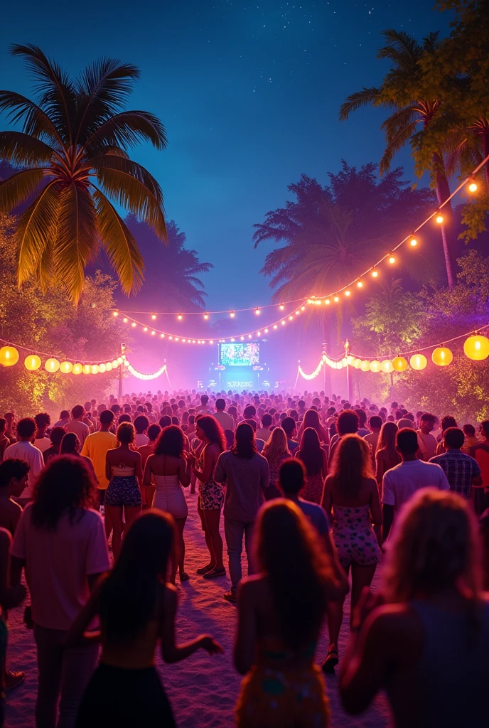 A party in the night a lot of people and party light in jamaica