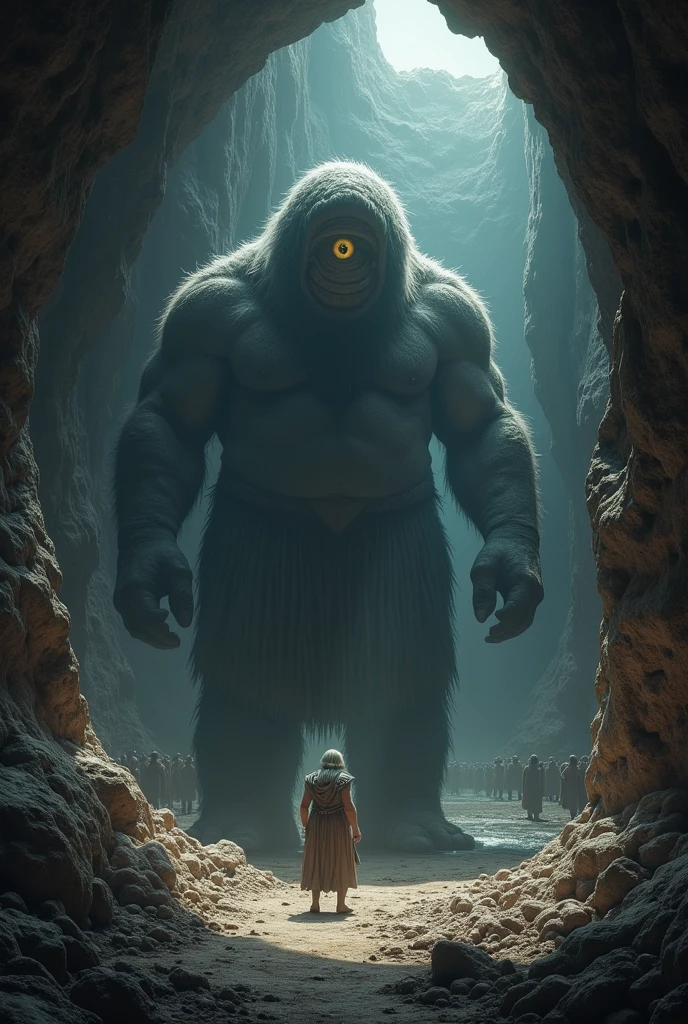 Polyphemus in a cave with Ulysses