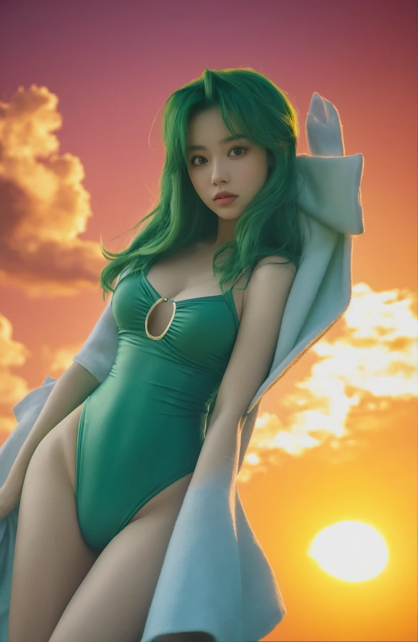 (photo realistic1.5),ultra detailed,(8K),(1girl),(cyberpunk),ruins,(bed:1.2),(cyberpunk costume:1.2),Future Items,topless,(small nipples),(big breasts:1.2),gravure,beautiful Japanese,clothes in disarray,earrings,shorts or skirt,(from above),looking at viewer,(lying down pose),(embarrassed),bust shot,(aqua hair),(straight hair),26years old,