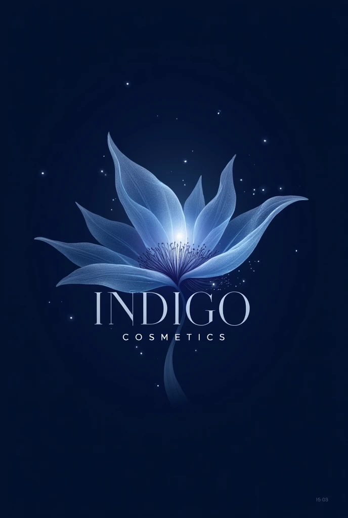 Create a logo written Indigo cosmetics with the shadow of the night lady flower and magic