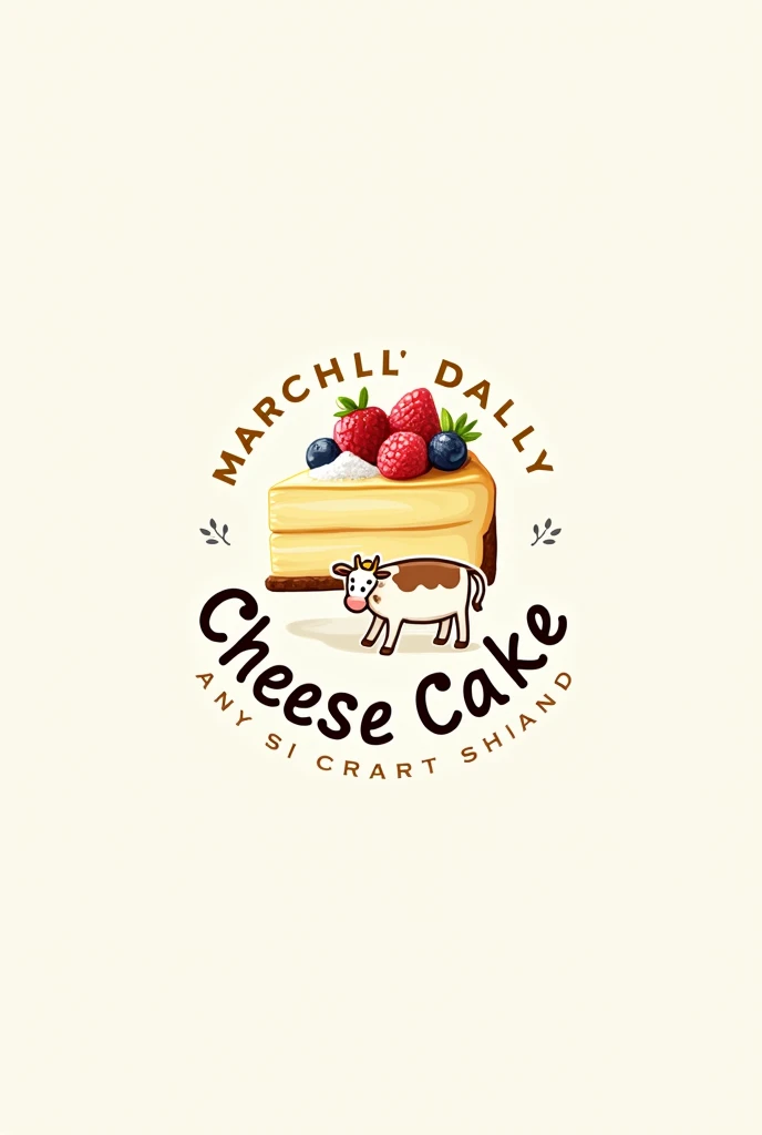 Create a logo for Marcella and dairy products with a cheesecake and another