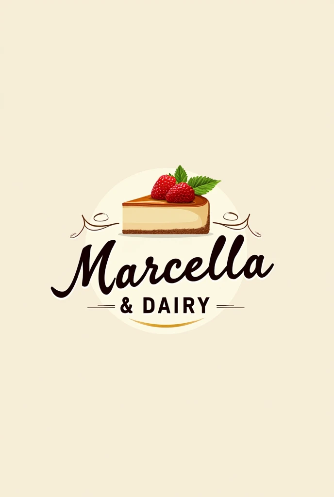 Create a Marcella and dairy logo with a cheesecake more options