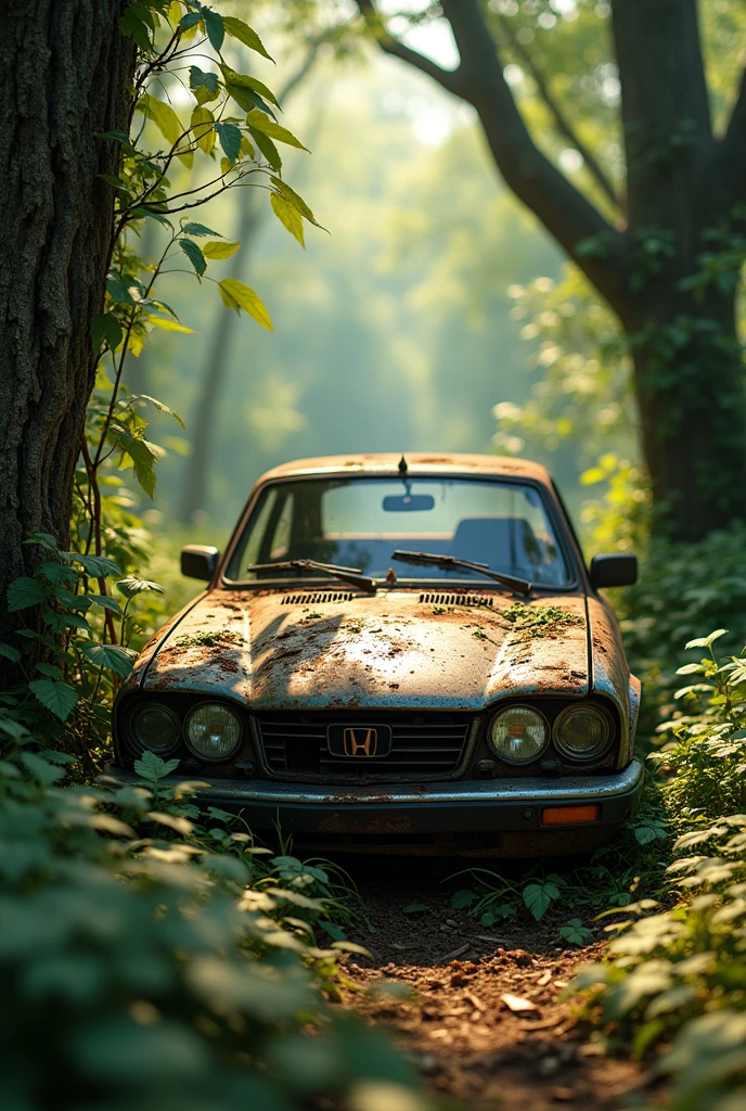 Car honda , rusty , forest