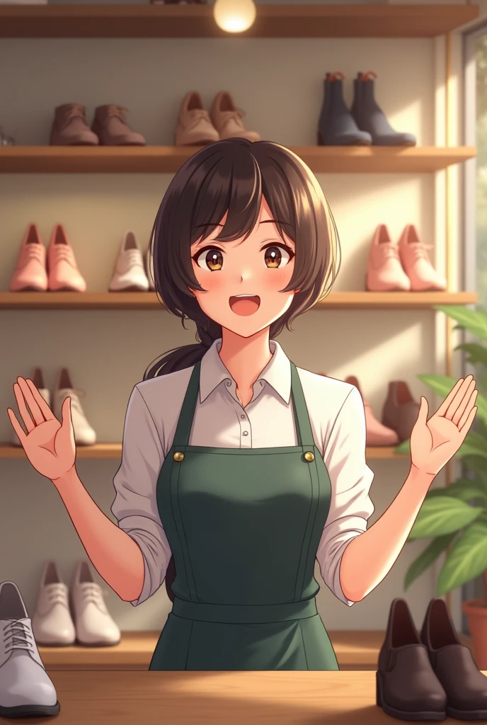 Shoe shop clerk Japanese A kind smile