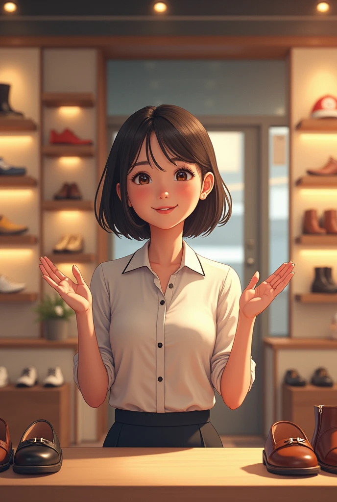 Shoe shop clerk Japanese A kind smile