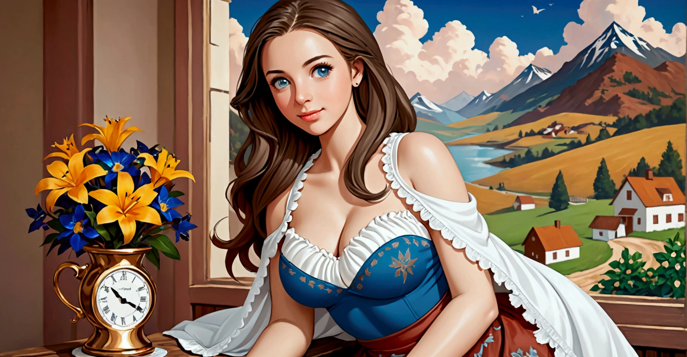 Beautiful Women Farm Girl Perfect Plump Lips Gingham Top Deep_cleavage Bare Midriff Short Shorts IDetailed Beautiful Eyes Gorgeous Smile HourGlass Figure Official Art Award Winning Digital Painting Digital Illustration Extreme Detail 4k Ultra Hd Rococo Polished Intricate Realistic Fantasy Art Sharp Focus Concept Art Art By Wlop Artgerm (2d Vector Illustration) Light Airy Hopeful. Stunning Combination Of Olivia Rodrigo Ariel Winter Molly Quinn Kim Kardashian