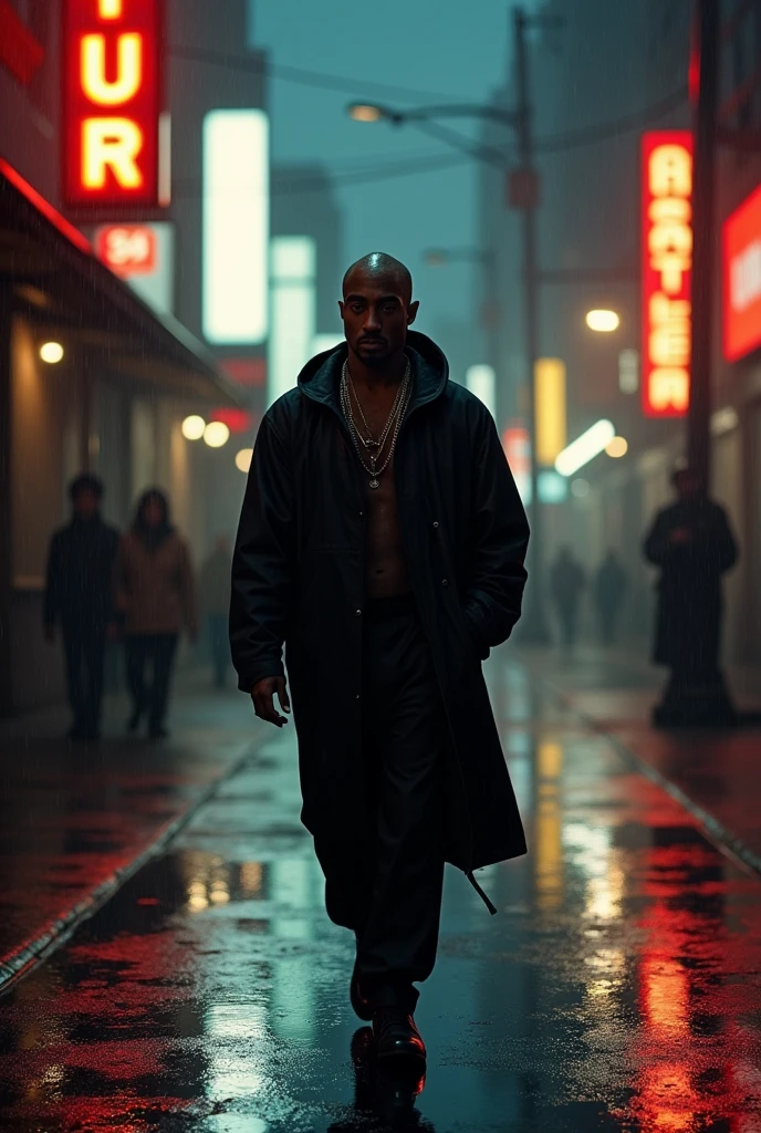 2pac walking on a rainy night