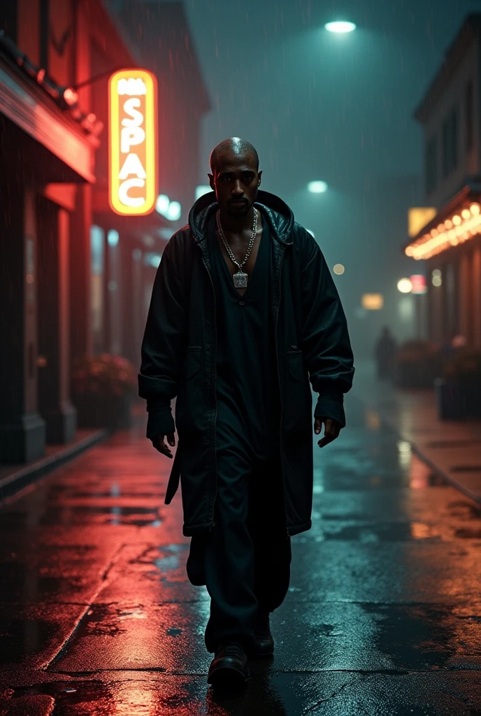 2pac walking on a rainy night