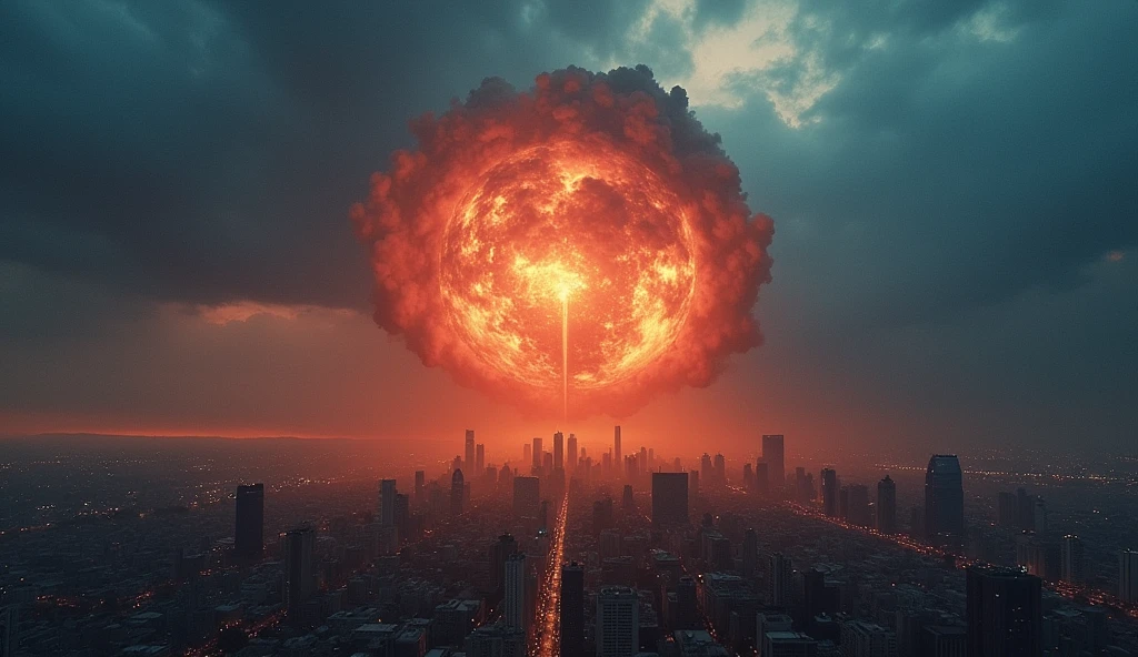 Bomb falling from the sky on a city; satellite view!