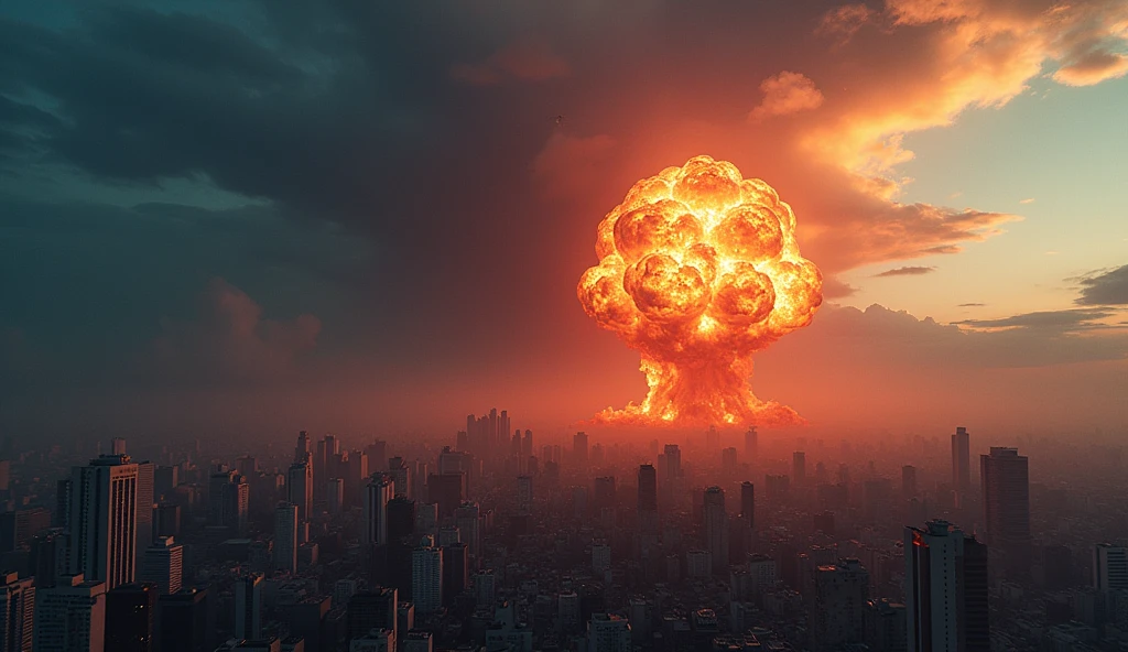 Bomb falling from the sky on a city; satellite view!