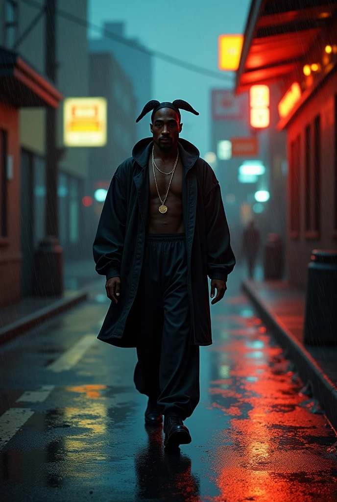 2pac walking on a rainy night