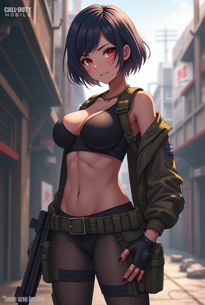 anime woman,written name Akina,small breasts,for video game Call of duty mobile