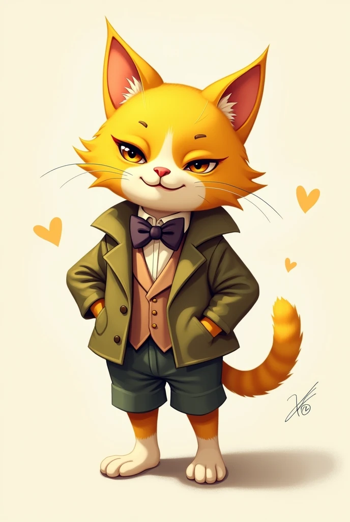 Yellow cat with clothes 
