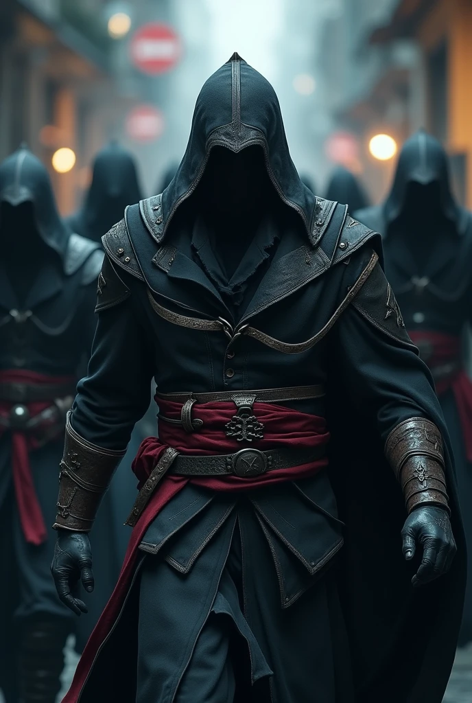 Assassin's creed with other assassins with less visibility to see the face