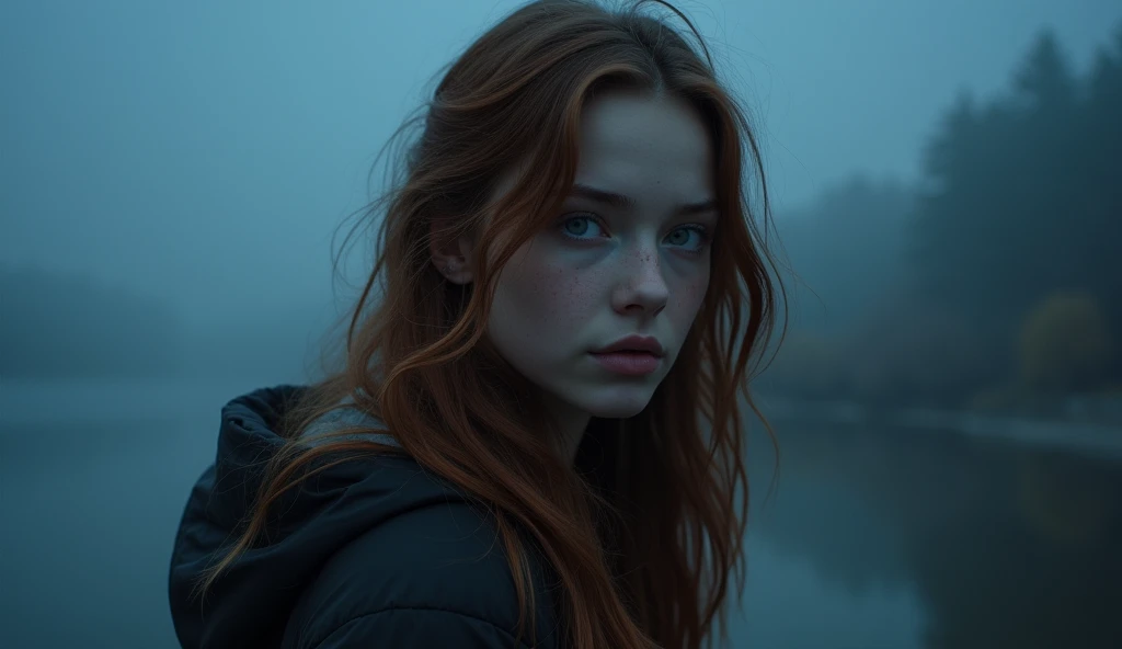 (Mackenzie Foy adolescente, russet hair, On open legs:1.5) (long messy hair:1.3), blue colored eyes, detailedeyes, detailed lips, (girl no, sensuous, whole body:1.5), (stunning locations at night with fog and mist, neve:1,3), night photo, (photo from several different angles:1.5), small neckline, ray tracing,(best qualityer,4K,8k,high resolution,work of art:1.2),ultra detali, (realisitic,photorealisitic,photo-realisitic:1.37), HDR, ultra HD, work of art, proffesional, bright coloured, bokeh, studio lighting,NSFW