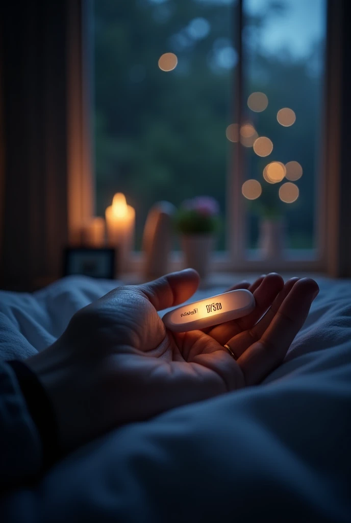 Positive pregnancy test with background at night 