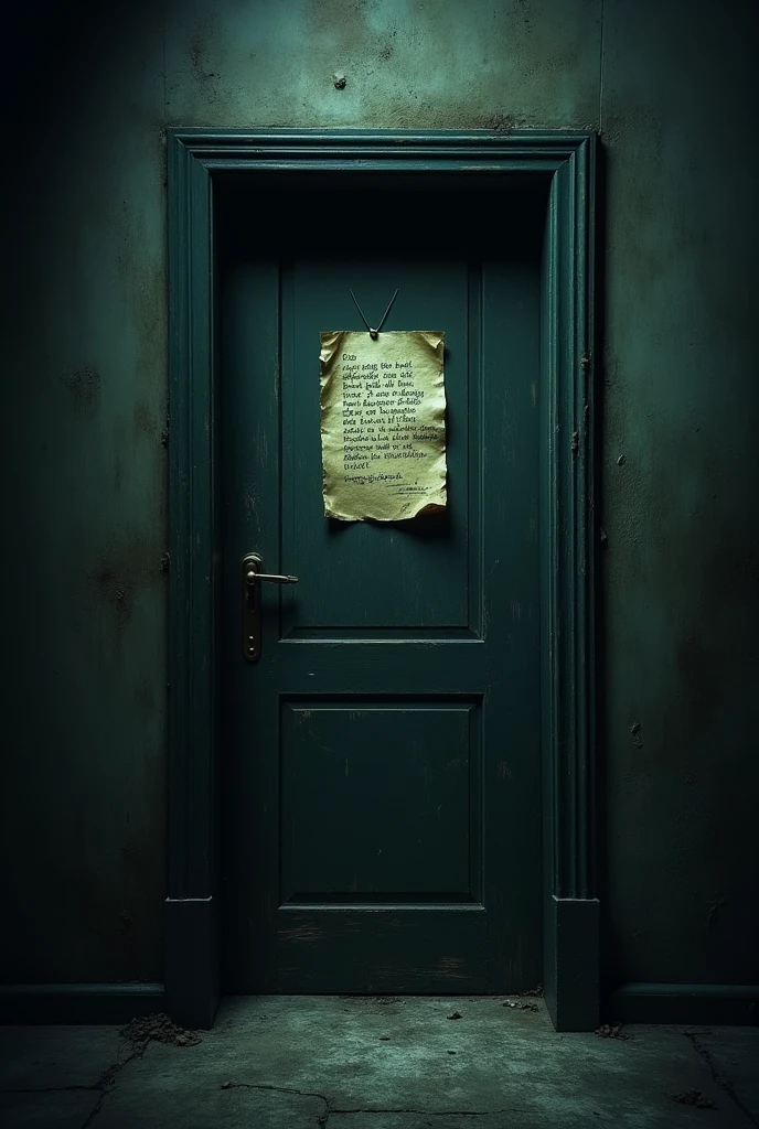 A door with a strange note