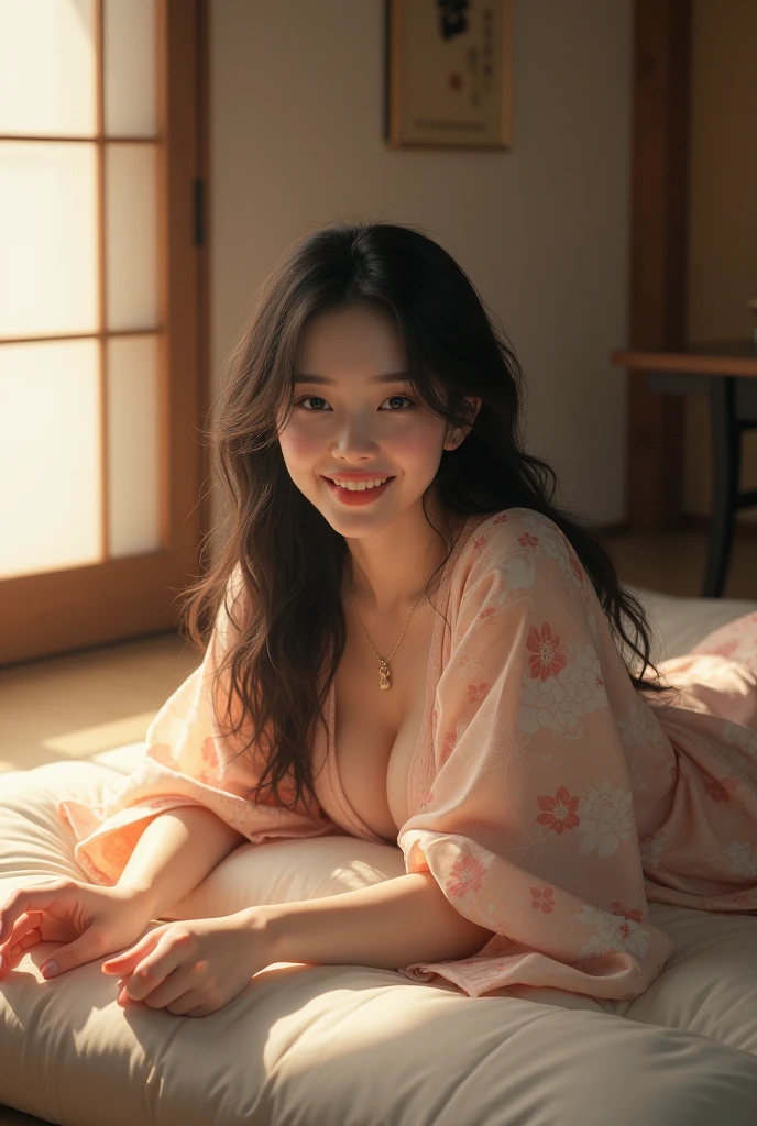 Beauty　futon　yukata　sexy　Shortcuts　smile
