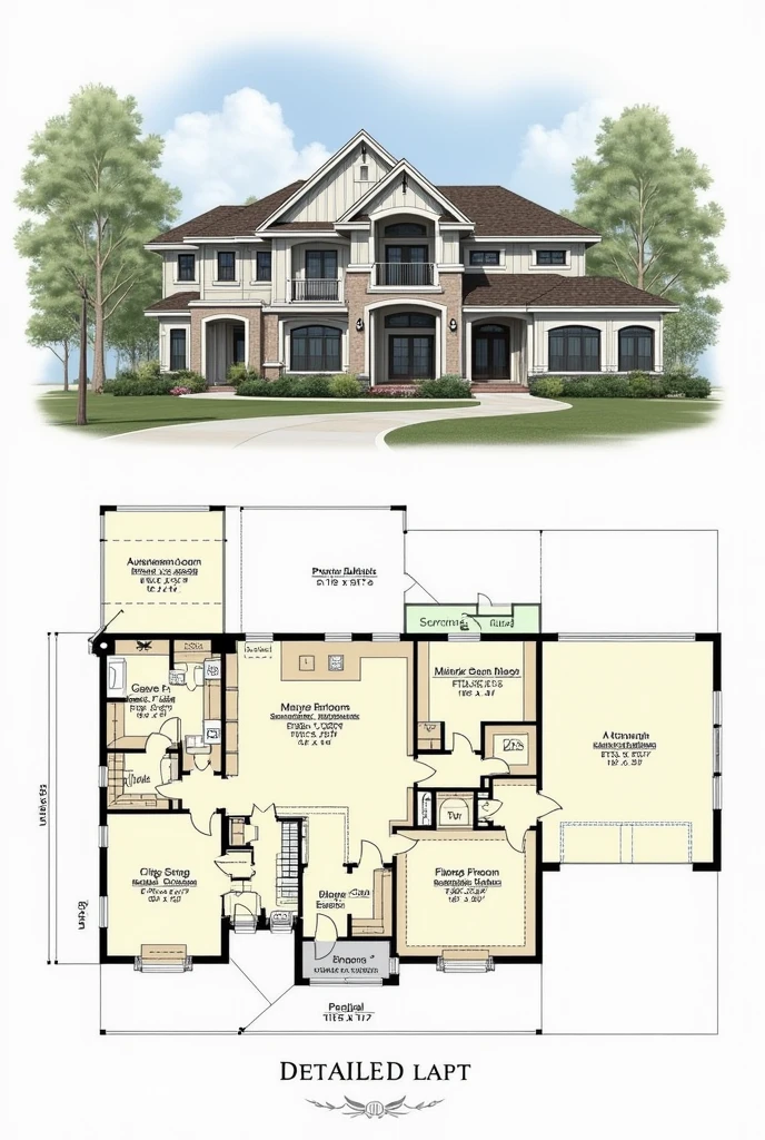 Detailed house plan of 2story building put signature