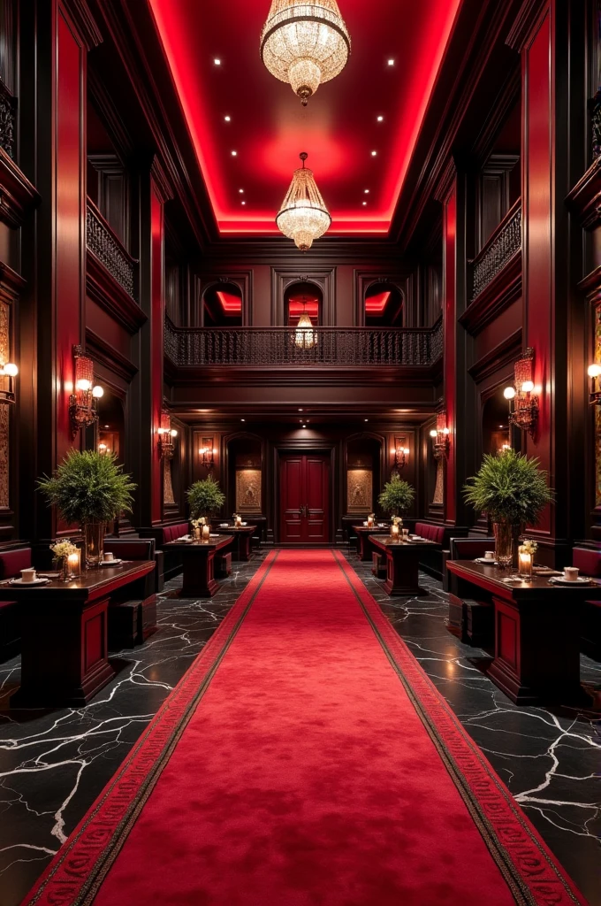 Huge luxurious mansion in red and black colors 