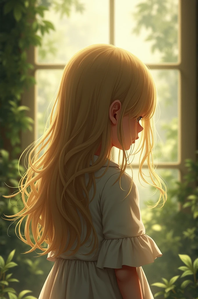  blonde child turned away