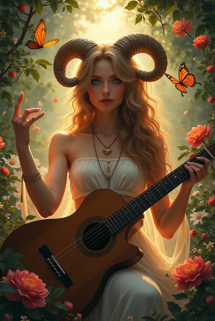 women,force,Taurus,flores,butterflies,guitar,magic,Mythology,emcanamiento,fire,can