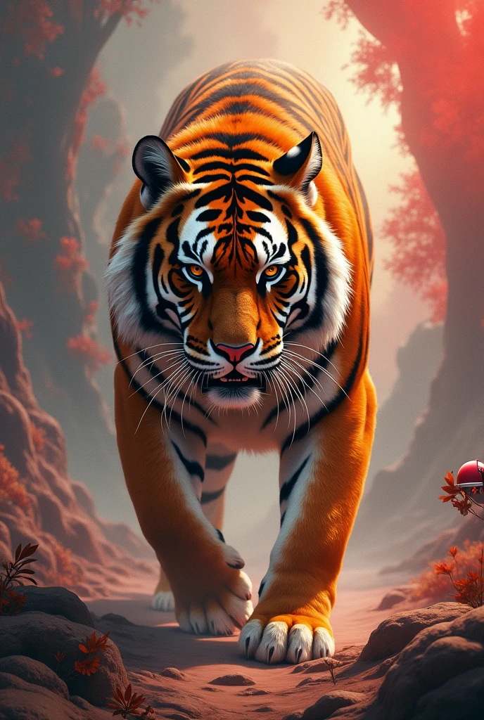 Tiger walk and red helmet
