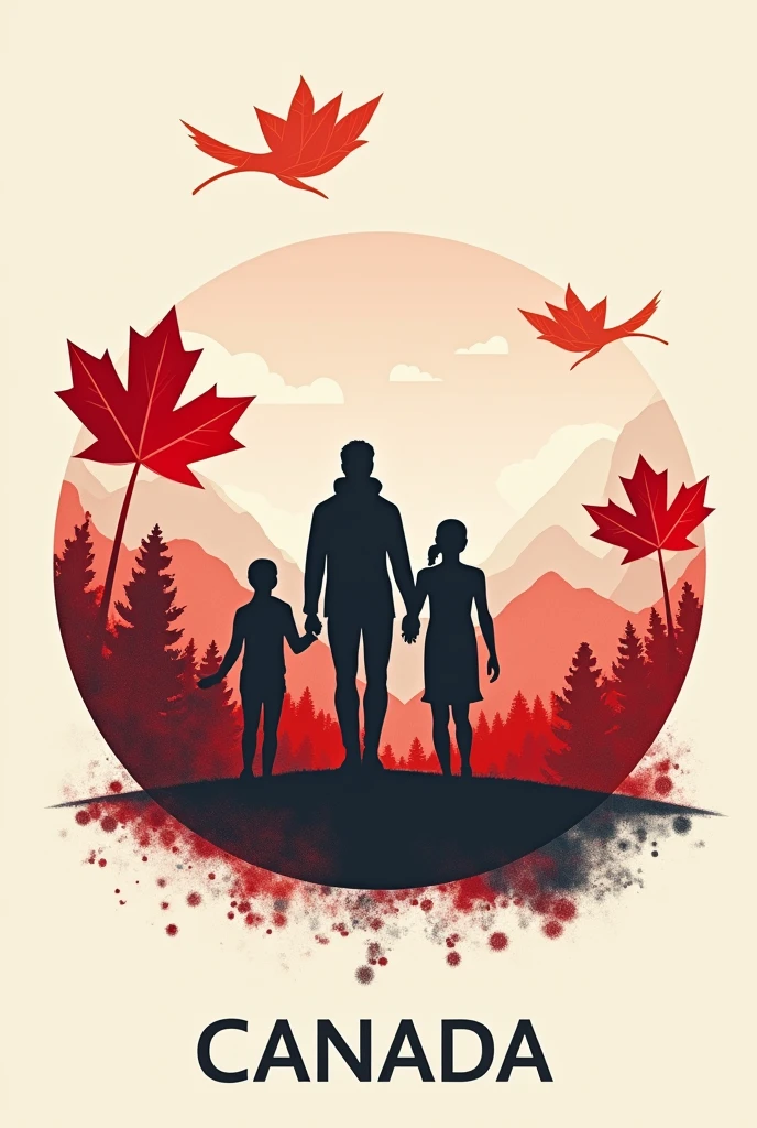 Create an express entry visa design showing a meaningful immigration poster to canada without showing any animated human photos