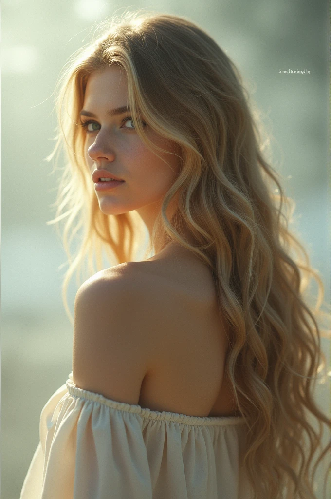 blonde with her back to the camera