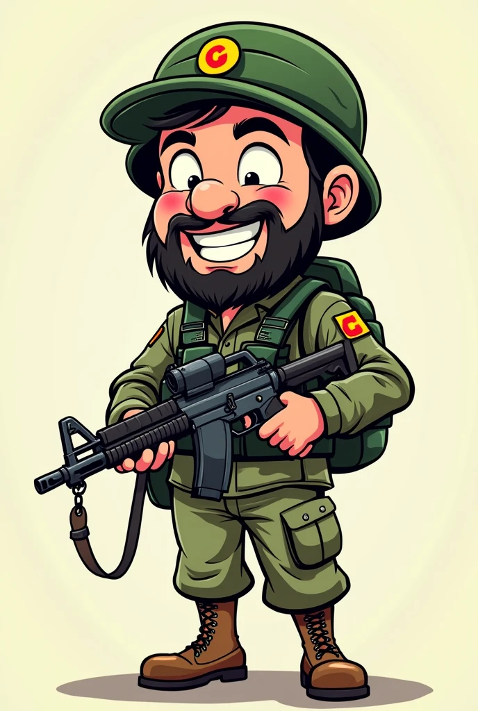 Cartoon of a happy Taliban soldier