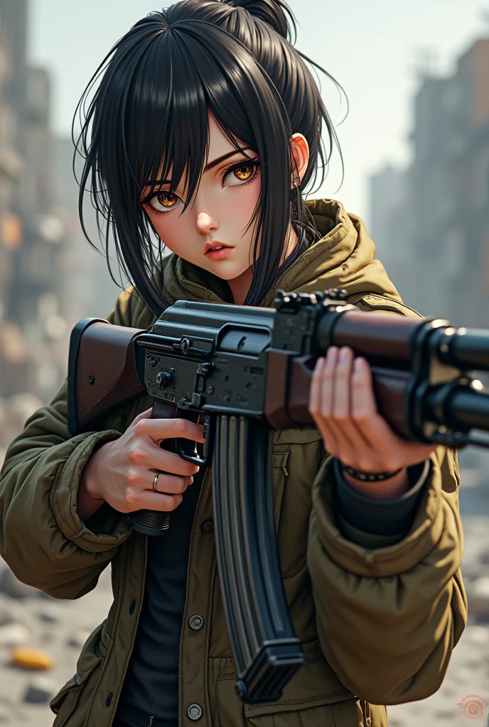 AK47 weapon with anime female character