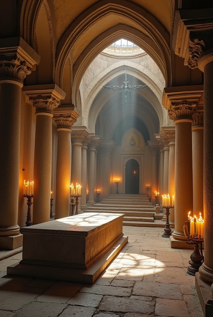 the Tomb of Jesus, located in the historic church of the holy sepulchre, in jerusalem.