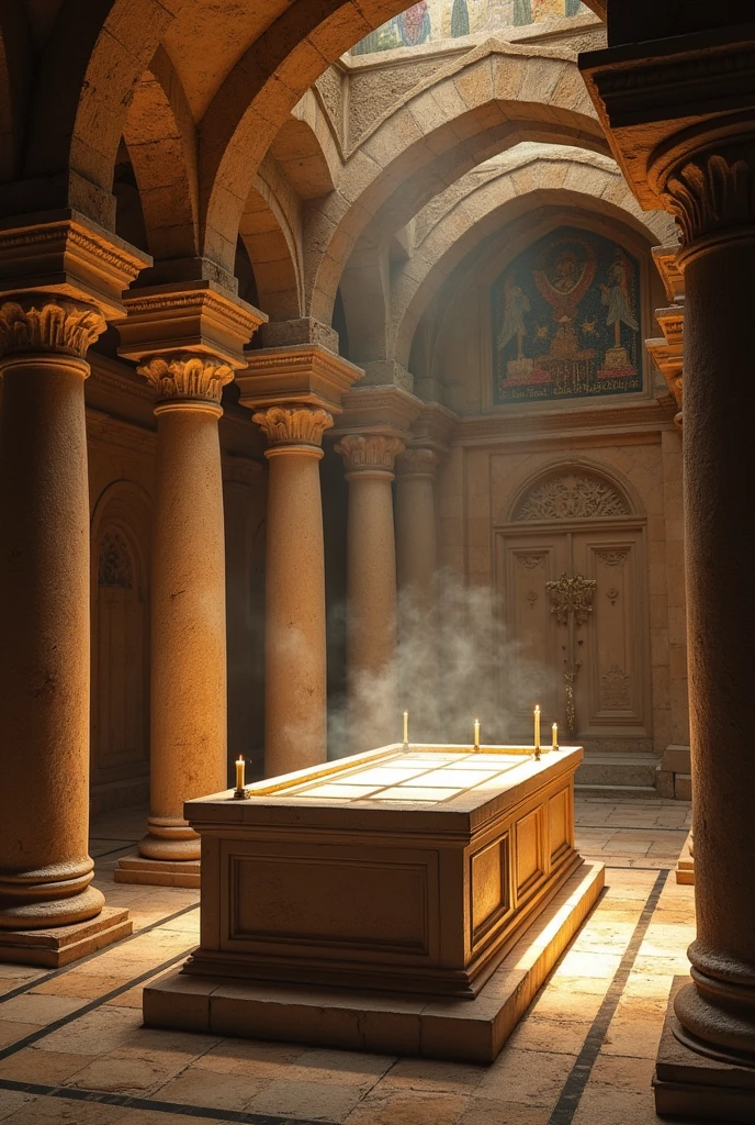 the Tomb of Jesus, located in the historic church of the holy sepulchre, in jerusalem.