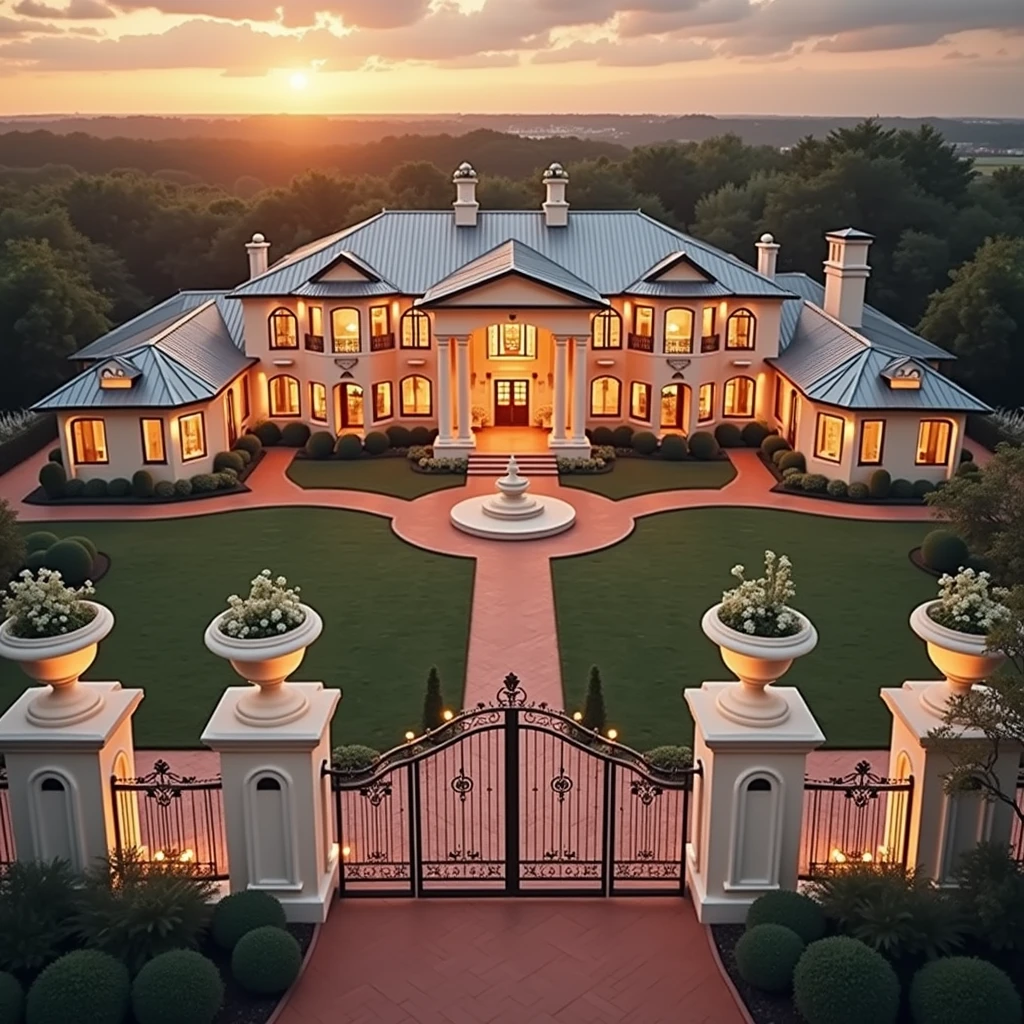 Huge luxurious mansion in red and black colors 
