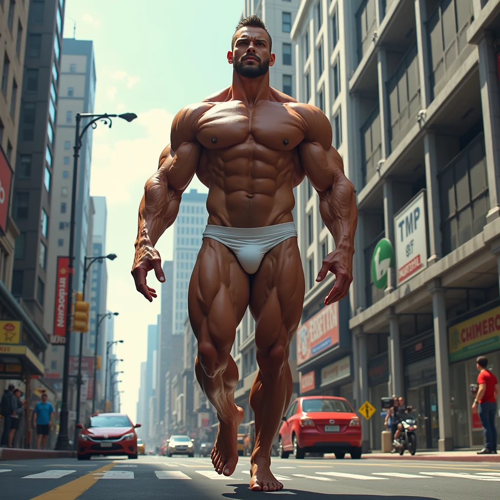 Adam Gerber muscular with 350 kg in underwear, giant in city , walking, muscular legs, big muscles, big pecs, muscular, big biceps, muscular legs, brazos musculars, He has many muscles, big pectorals, muscular legs, brazos musculars, big pecs músculos, muscular legs, glúteos musculars, muscular legs