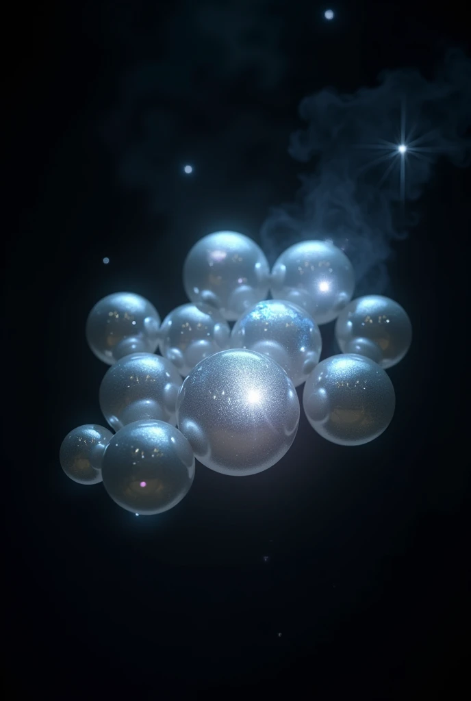 magic pearls all together with a black background