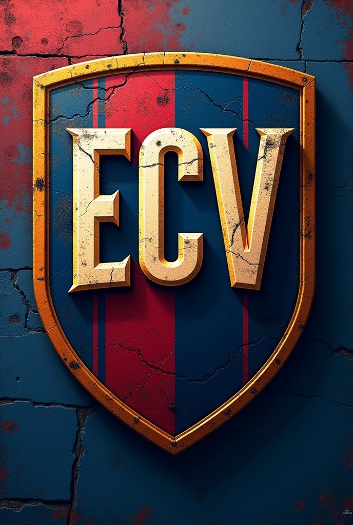 Create a shield with the letters ecv of football with the shirt