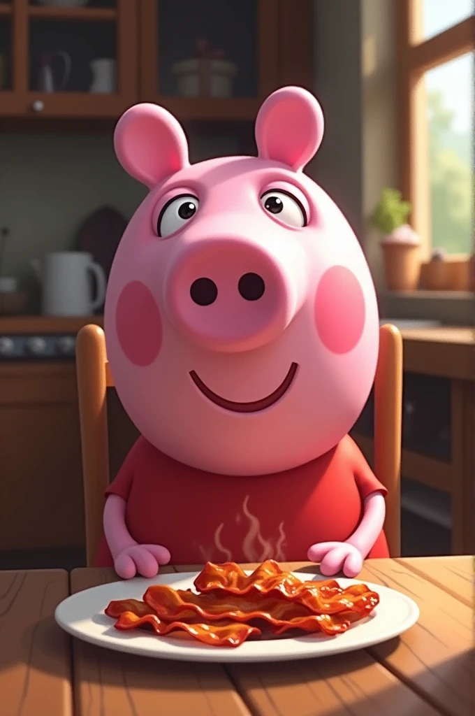 Peppa pig eats bacon