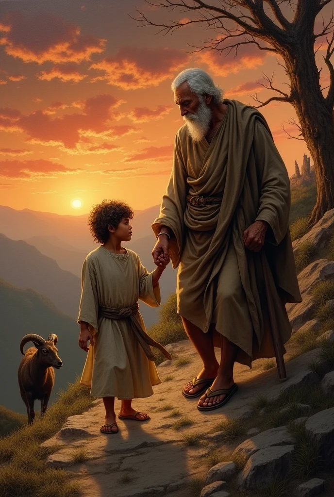 Make a picture of Abraham taking Isaac to the sacrifice