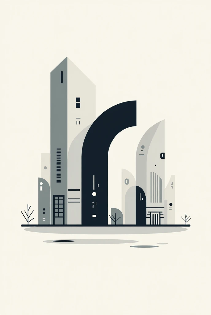 Creative logo about architecture that integrates the letter R